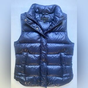 J. Crew Puffer Down Vest Womens Size XS Navy Shiny Quilted Fall / Winter